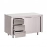 Gastro-M RVS werktafel met schuifdeuren en 3 laden 150x70x85cm