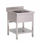 Gastro M RVS spoelbak met onderblad en achteropstand 70x70cm