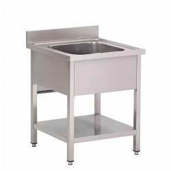 Gastro M RVS spoelbak met onderblad en achteropstand 70x70cm