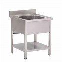 Gastro-M RVS spoeltafel met onderblad en achteropstand