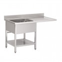 Gastro-M RVS spoeltafel met ruimte voor vaatwasmachine 120x70x85cm