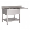 Gastro-M RVS spoeltafel met ruimte voor vaatwasmachine 160x70x85cm