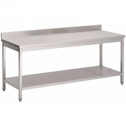 Gastro M RVS werktafel met onderblad en achteropstand 85x100x60cm