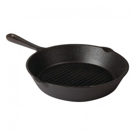Vogue ronde gietijzeren pan geribbeld 26,5cm