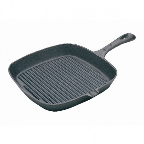 Vogue vierkante gietijzeren pan geribbeld 24,1x24,1cm
