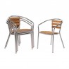 Bolero aluminium en essenhouten stoelen met armleuning