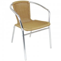 Bolero aluminium en rotan stoel naturel