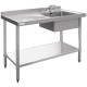 Vogue RVS spoeltafel 1 spoelbak rechts 100x60cm