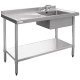 Vogue RVS spoeltafel 1 spoelbak rechts 120x60cm