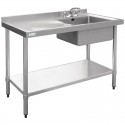 Vogue RVS spoeltafel 1 spoelbak rechts 120x60cm