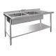 Vogue RVS spoeltafel 2 spoelbakken links 150x60cm
