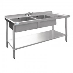 Vogue RVS spoeltafel 2 spoelbakken links 150x60cm