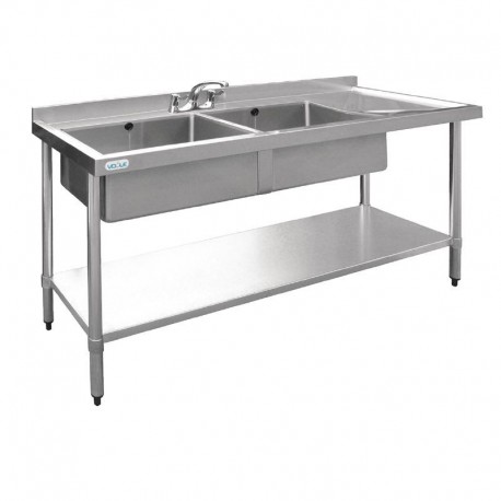 Vogue RVS spoeltafel 2 spoelbakken links 150x60cm