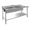 Vogue RVS spoeltafel 2 spoelbakken links 150x60cm