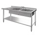 Vogue RVS spoeltafel 2 spoelbakken rechts 150x60cm