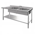 Vogue RVS spoeltafel 2 spoelbakken rechts 150x60cm