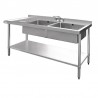 Vogue RVS spoeltafel 2 spoelbakken rechts 150x60cm