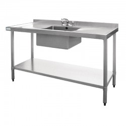 Vogue RVS spoeltafel 1 spoelbak midden 150x60cm