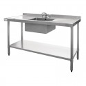 Vogue RVS spoeltafel 1 spoelbak midden 150x60cm