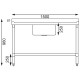 Vogue RVS spoeltafel 1 spoelbak midden 150x60cm