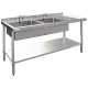 Vogue RVS spoeltafel 2 spoelbakken links 180x60cm