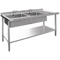 Vogue RVS spoeltafel 2 spoelbakken links 180x60cm