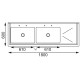 Vogue RVS spoeltafel 2 spoelbakken links 180x60cm