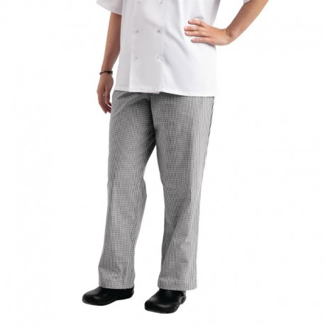 Whites Easyfit Teflon unisex koksbroek met kleine ruit zwart-wit XL