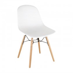 Bolero polypropyleen stoelen met houten poten wit (2 stuks)