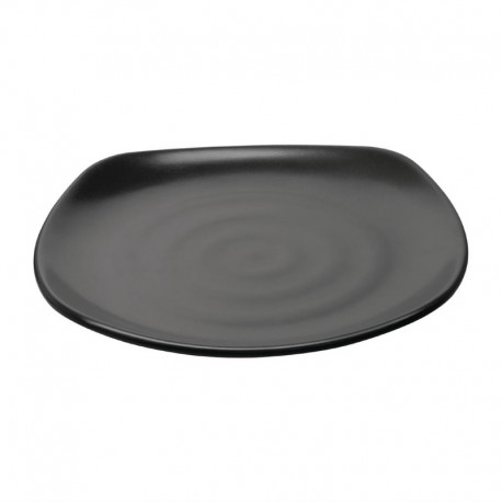 Kristallon Fusion melamine vierkante borden met ronde hoeken zwart 25cm (6 stuks)