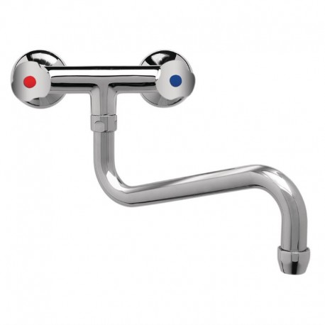Heavy duty duobloc mengkraan met draaiknoppen en lage uitloop van 25cm