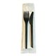 CPLA bestekset zwart mes/vork/servet 2-ply 250 stuks