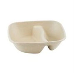 Suikerriet bowl rechthoek 900ml/19,5x17x5cm 2-vaks 4x100 (400 stuks)