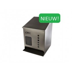 Rvs bezoekerjas-coveralldispenser, bovenklep, uitgiftegleuf, 30x34,8x43,8cm