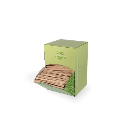 Roerstaafjes in dispenser box 11cm FSC mix