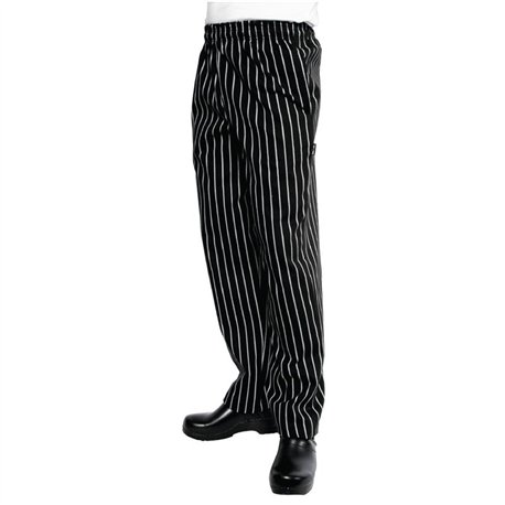 Chef Works Designer baggy koksbroek zwart-wit gestreept S