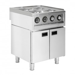 Buffalo 600 Serie Vrijstaande Elektrische Kookplaat 4-Pits 7kW RVS Zilver