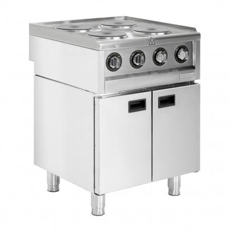 Buffalo 600 Serie Vrijstaande Elektrische Kookplaat 4-Pits 7kW RVS Zilver