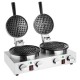 Buffalo Dubbele Ronde Belgische Wafelmaker - RVS Wafelijzer Zilver