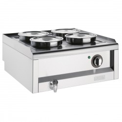 Buffalo 600 Serie 4-Pot Bain Marie RVS Zilver