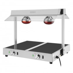 Buffalo food warmer met gantry 2x GN 1/1 – RVS & glas, zilver