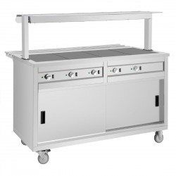 Buffalo mobiele uitgiftewagen met verwarmd bovenblad 4x GN 1/1 - RVS