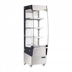 Buffalo slanke verwarmde multideck – warmhoudvitrine RVS & glas, zilver
