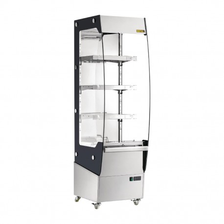 Buffalo slanke verwarmde multideck – warmhoudvitrine RVS & glas, zilver