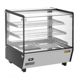 Buffalo Vierkante Geverwarmde Display Merchandiser 120L - RVS & Glas, Zwart