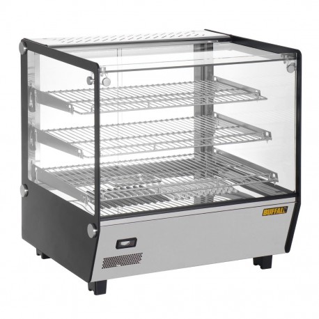 Buffalo Vierkante Geverwarmde Display Merchandiser 120L - RVS & Glas, Zwart