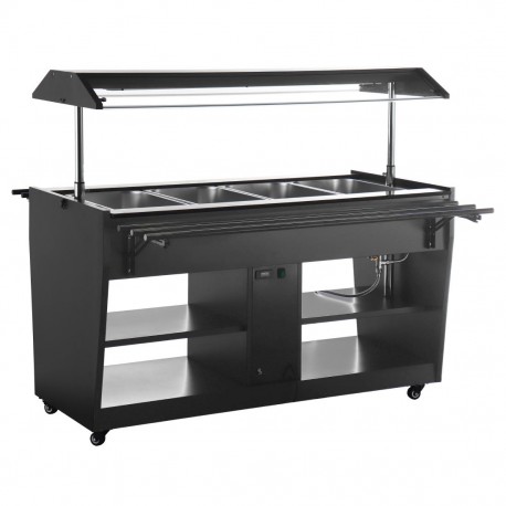 Buffalo Warmhoud Buffet Bar Zwart - Bain-Marie Saladebar 4x GN1/1