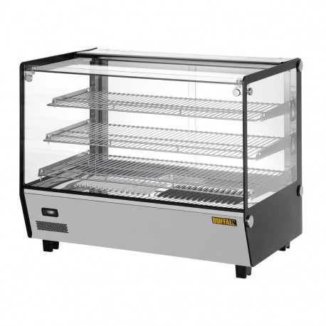 Buffalo vierkante warmhoudvitrine 160L - RVS & glas display merchandiser
