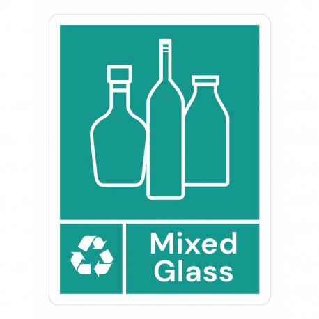 Jantex Slim Bin Label Gemengd Glas – Groen Afvalsticker voor Afvalbakken