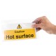 Vogue waarschuwingsbord 'Caution - Hot surface' vinyl 100x200mm